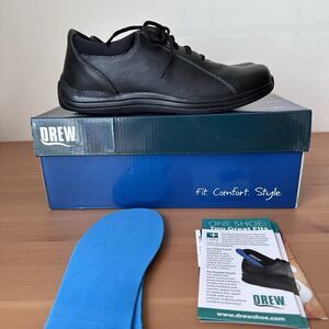 Drew Comfort Shoes Womens 8 Black Leather Lace up Drew TULIP Comfort Shoe